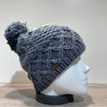 Bonnet tricot uni gris doublé avec pompon Herman