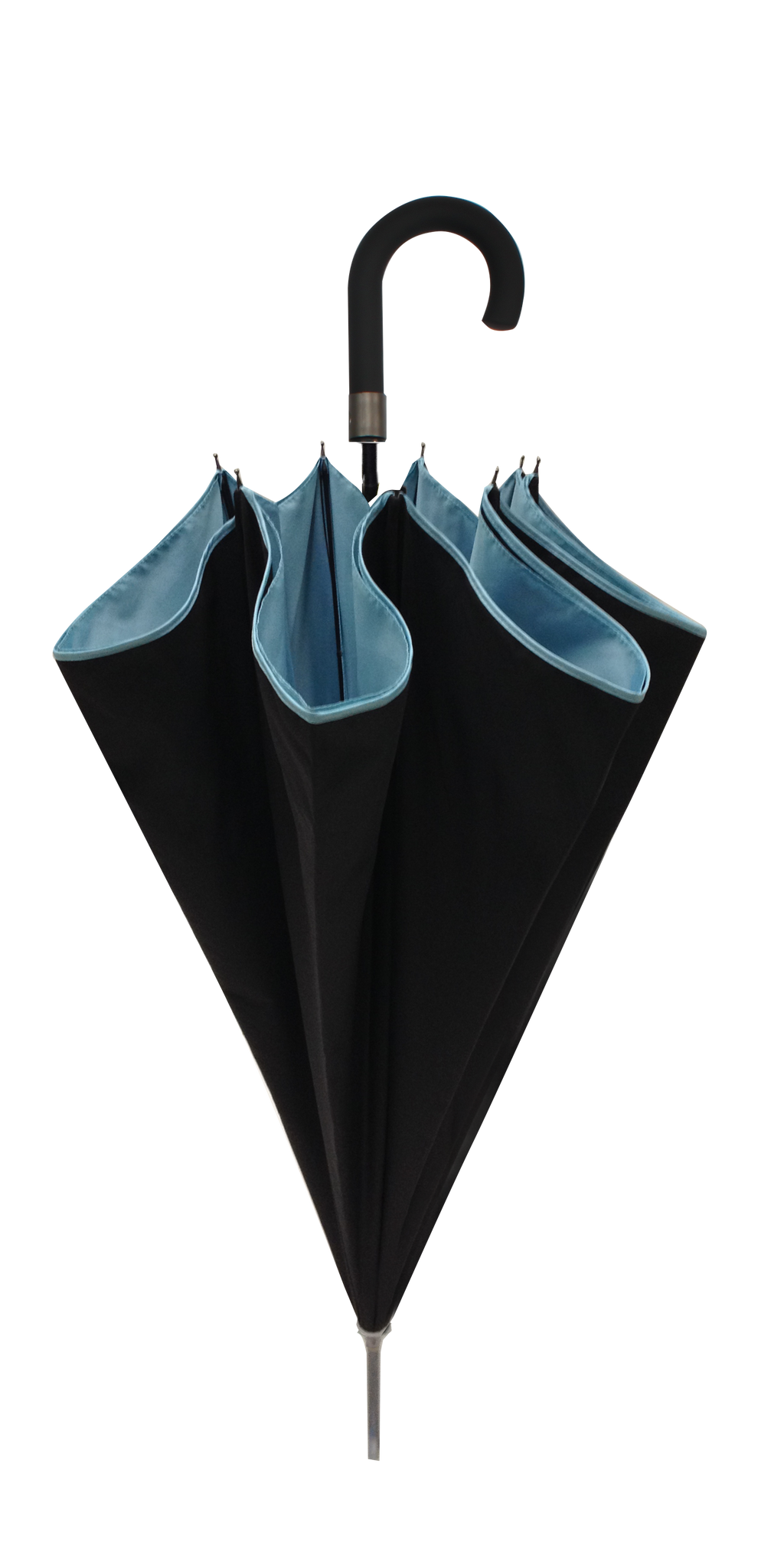 Parapluie droit mixte automatique noir et turquoise