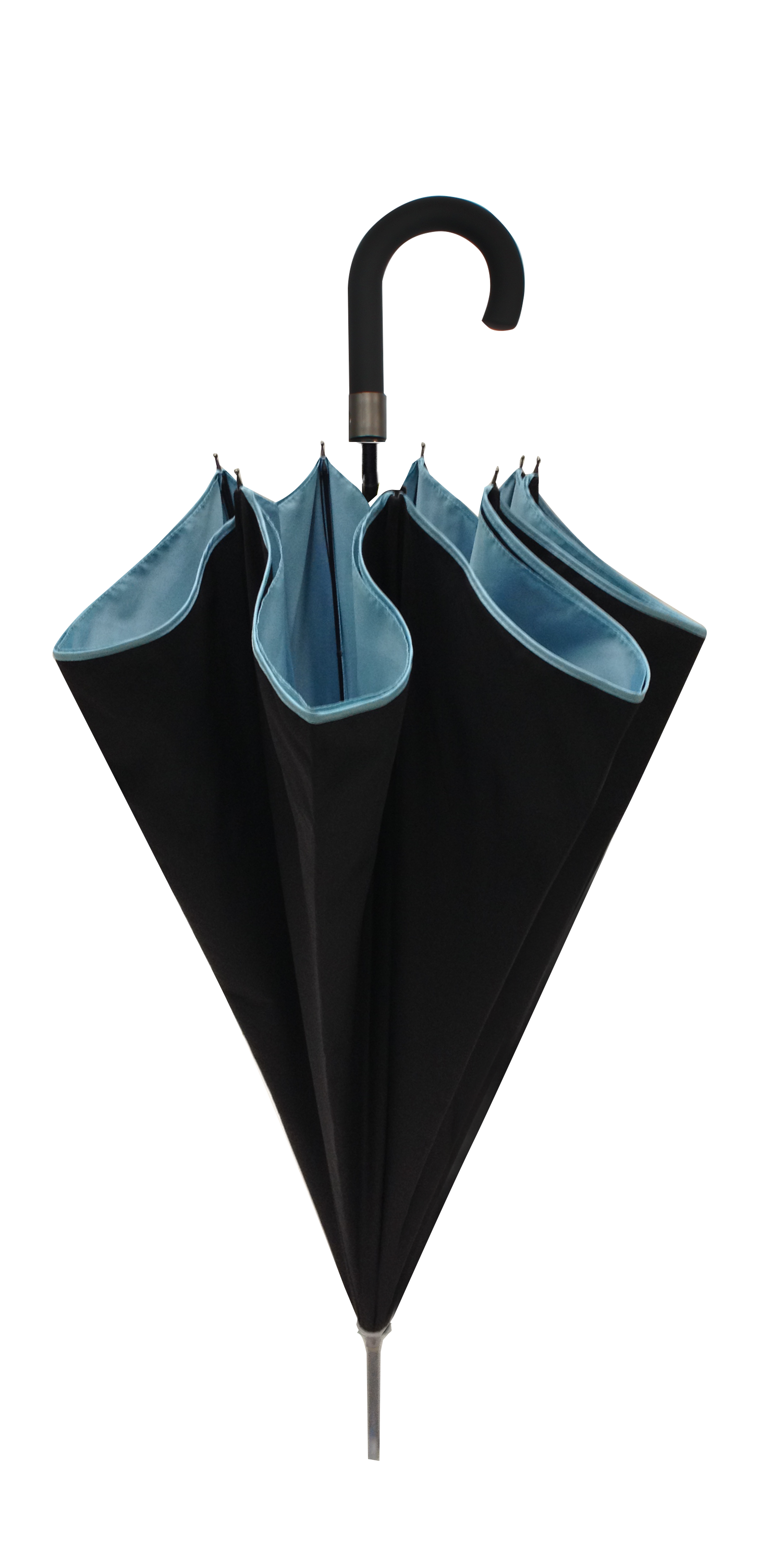 Parapluie droit mixte automatique noir et turquoise