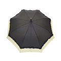 Parapluie droit femme automatique froufrou noir et écru