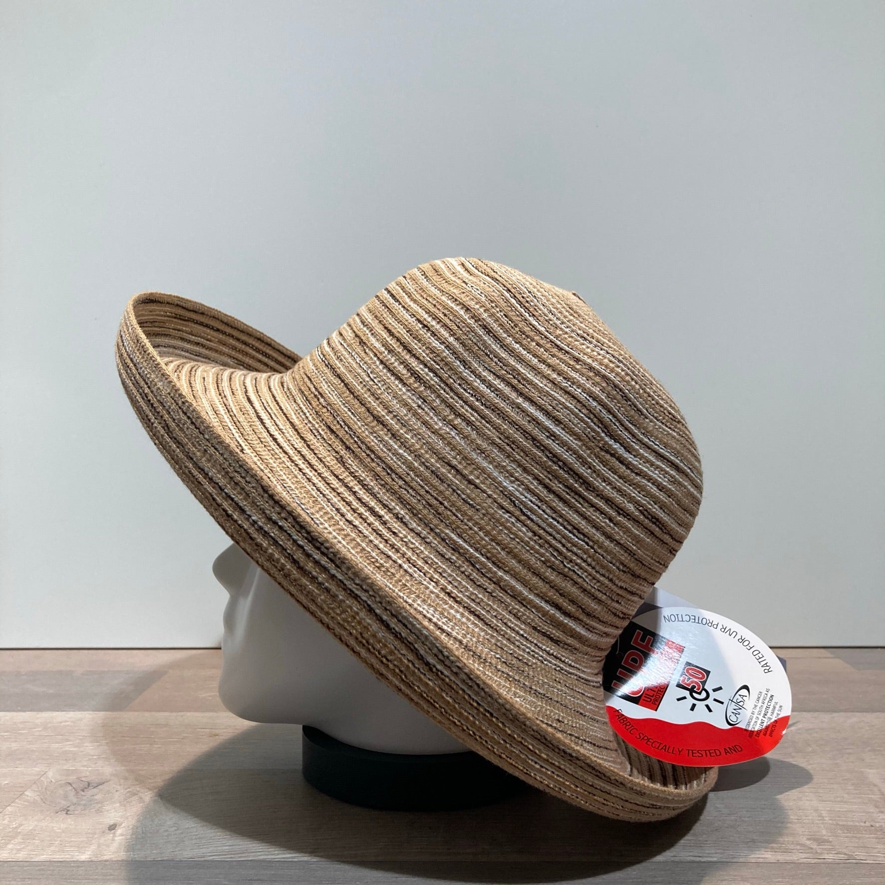 Chapeau Sydney camel anti UV ajustable malléable