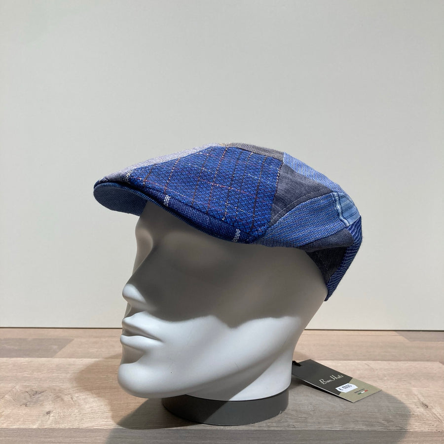 Casquette lin patch bleu doublée