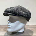 Casquette 8 pans avec bouton laine noir-gris doublée