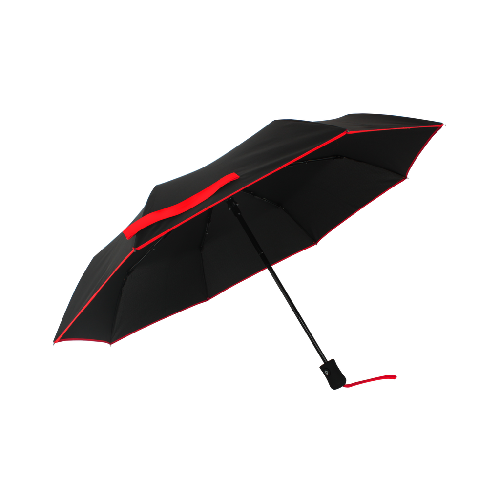 Parapluie pliant femme automatique noir petite bordure rouge