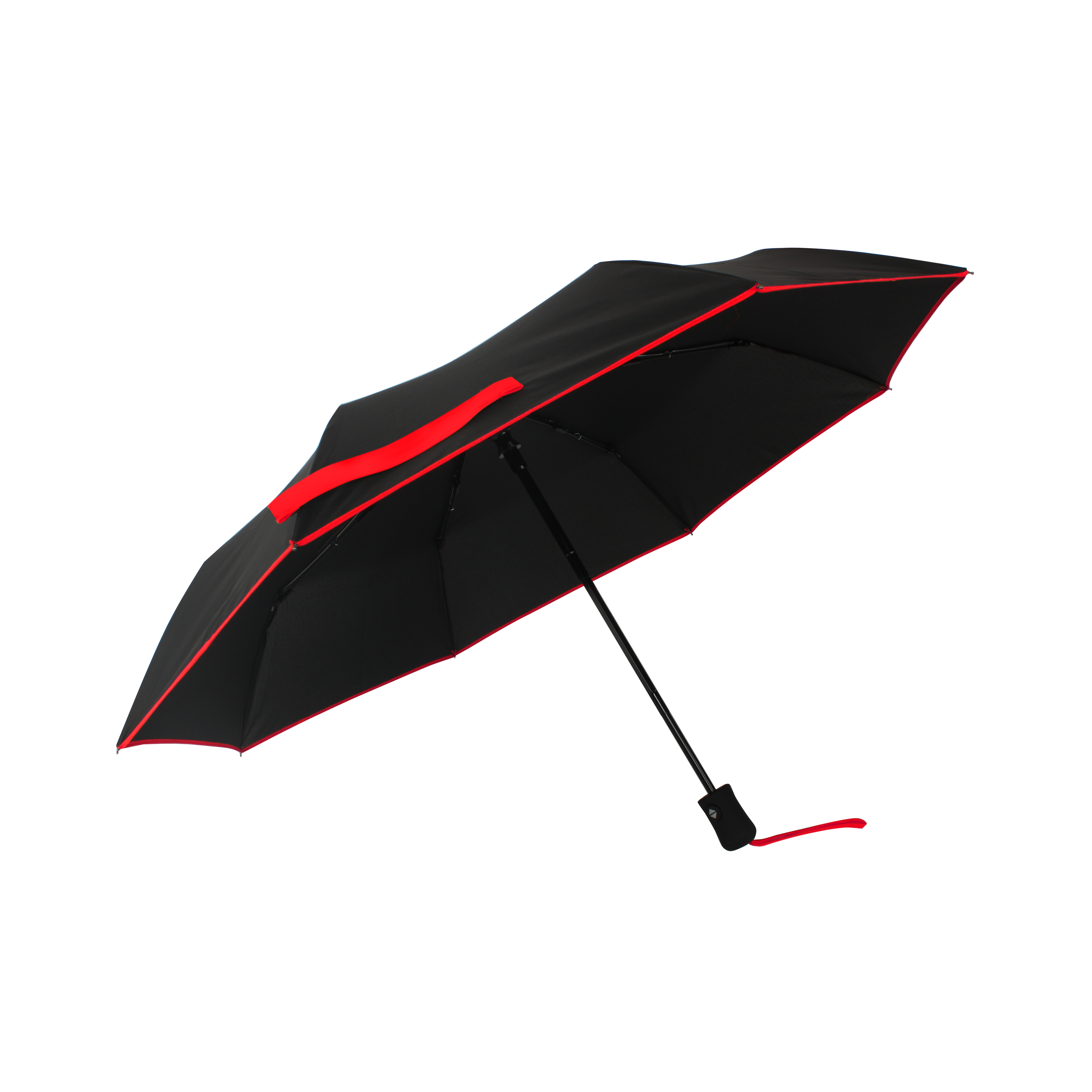 Parapluie pliant femme automatique noir petite bordure rouge
