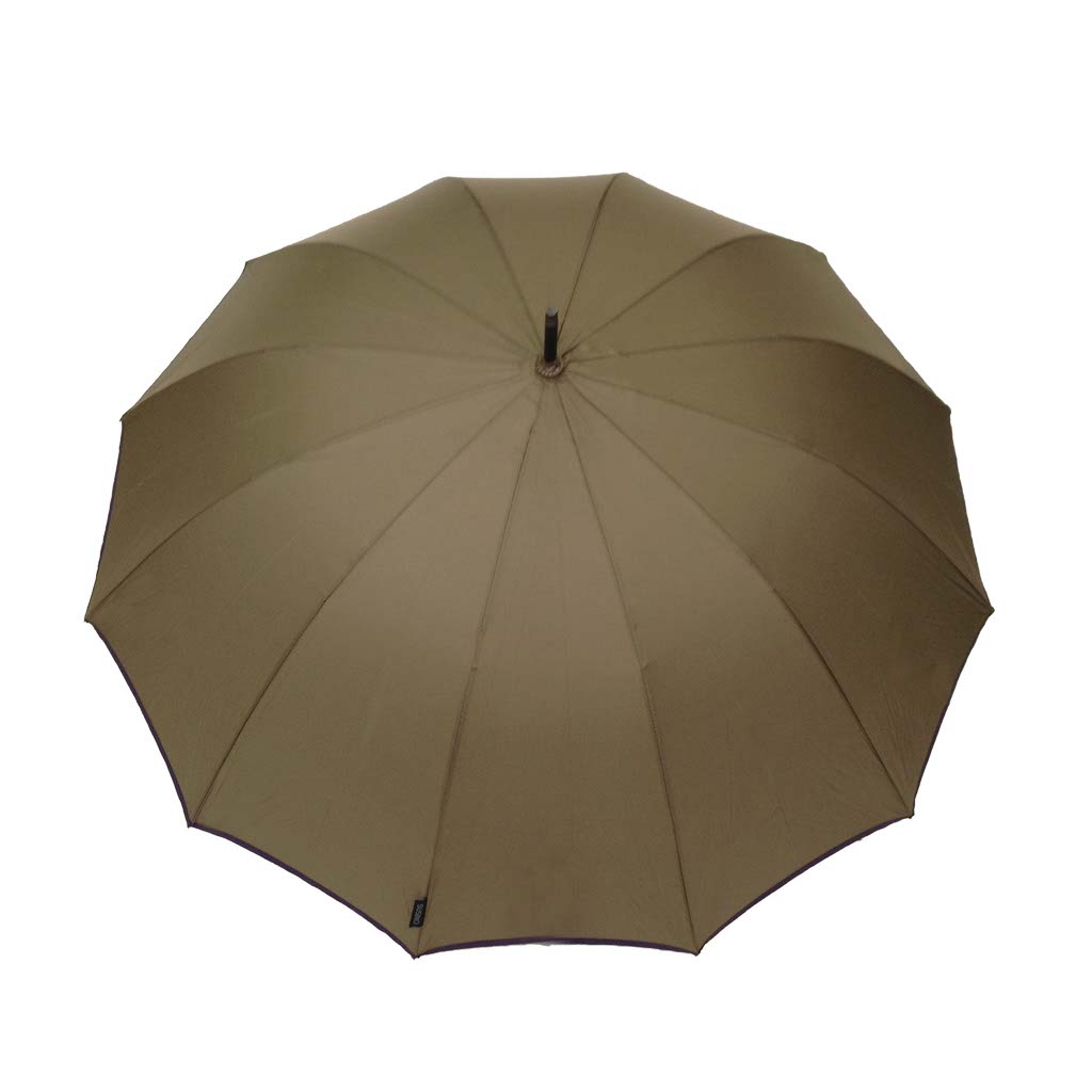 Parapluie droit mixte automatique dôme uni kaki  petite bordure violet
