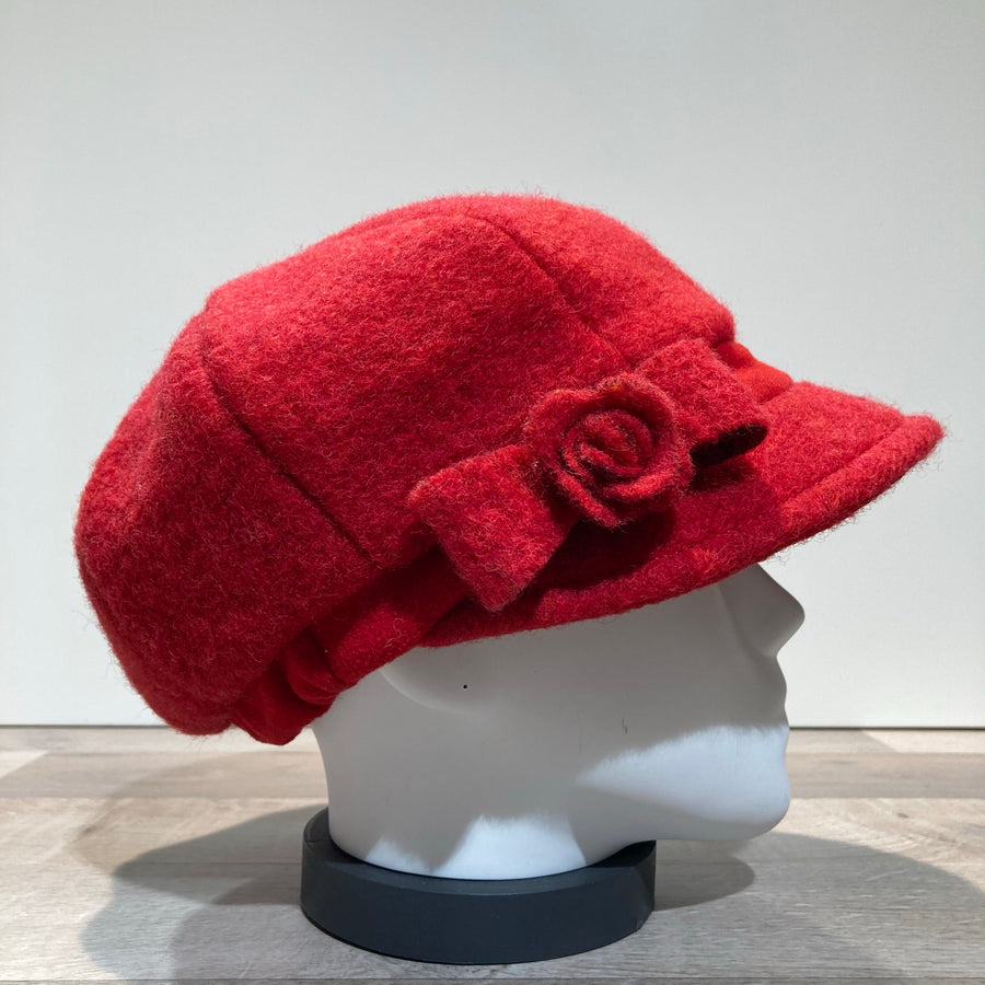 Casquette gavroche rouge élastiquée doublure polaire