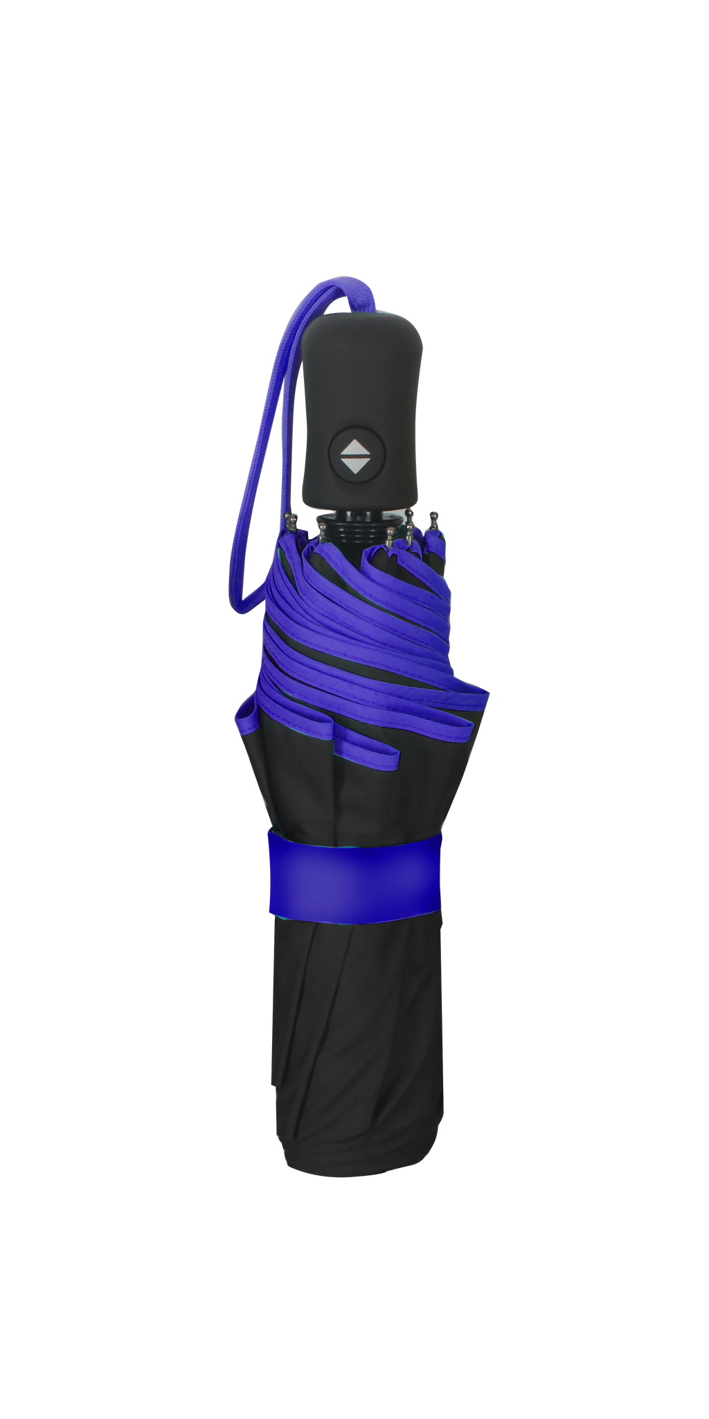 Parapluie pliant femme automatique noir petite bordure bleu