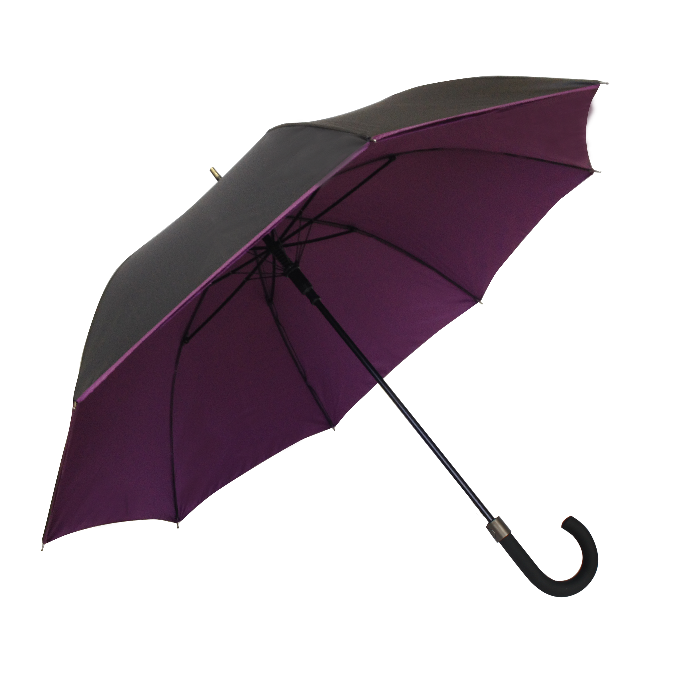 Parapluie droit mixte automatique noir et violet