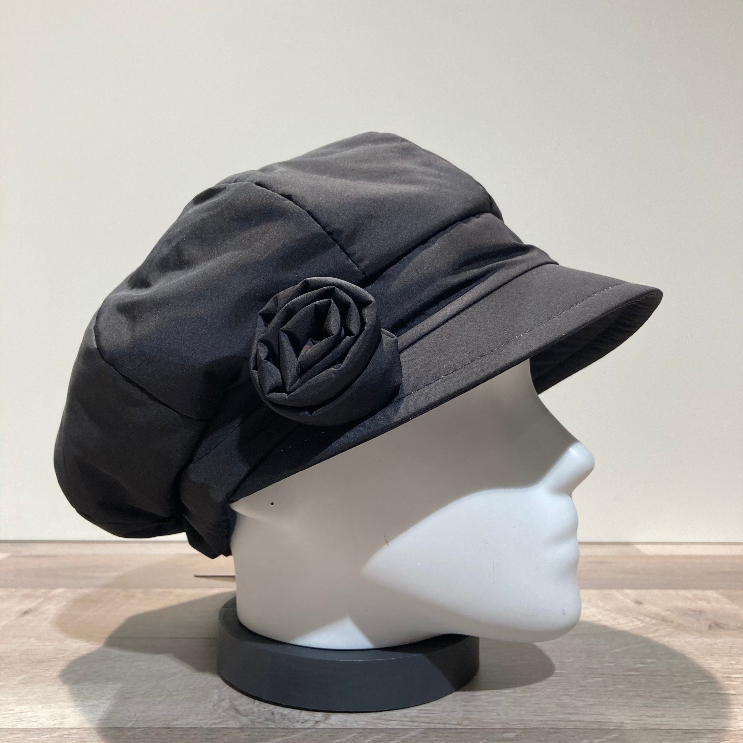 Casquette de pluie noir élastiquée doublure polaire