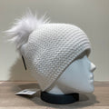 Bonnet uni blanc doublé avec pompon