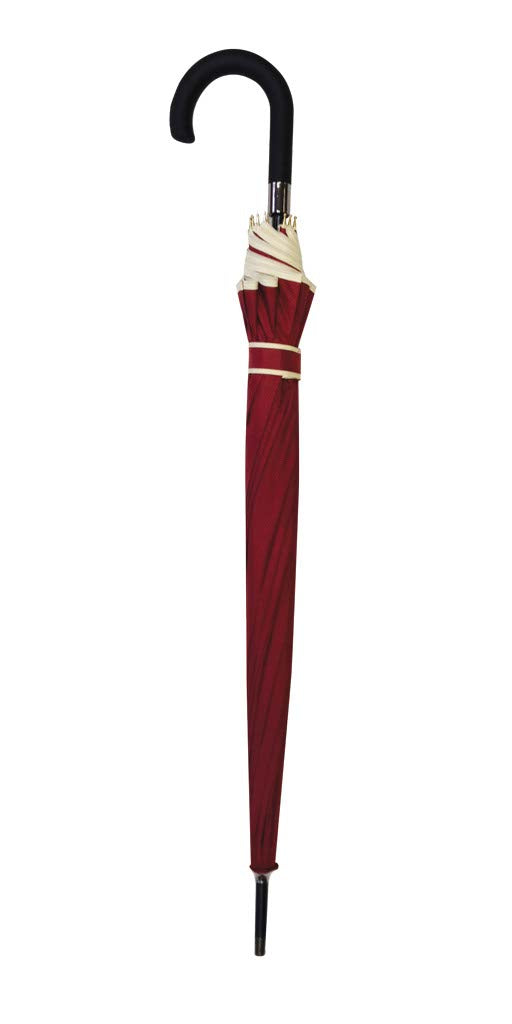 Parapluie droit mixte automatique dôme uni bordeaux  petite bordure beige