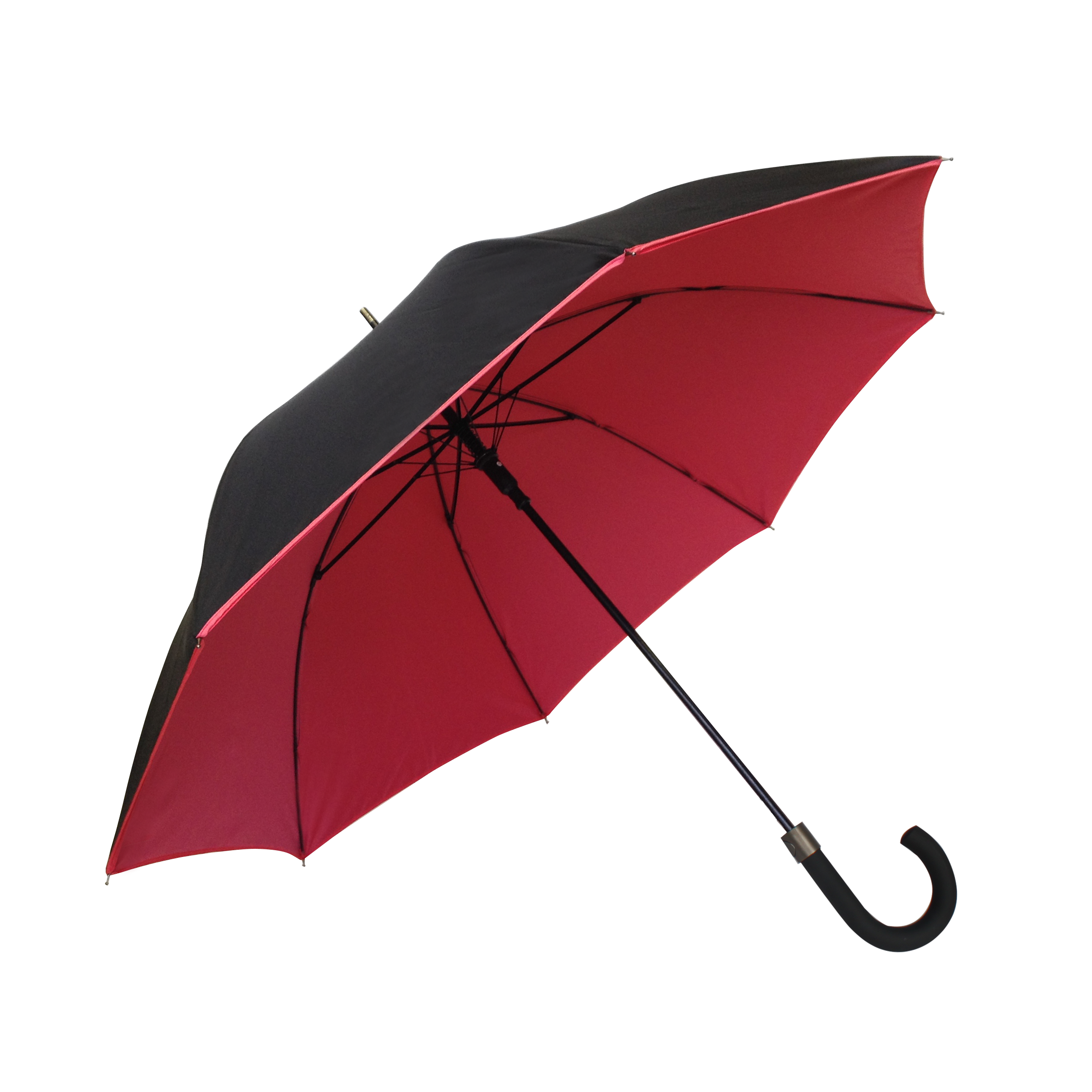 Parapluie droit mixte automatique noir et rouge