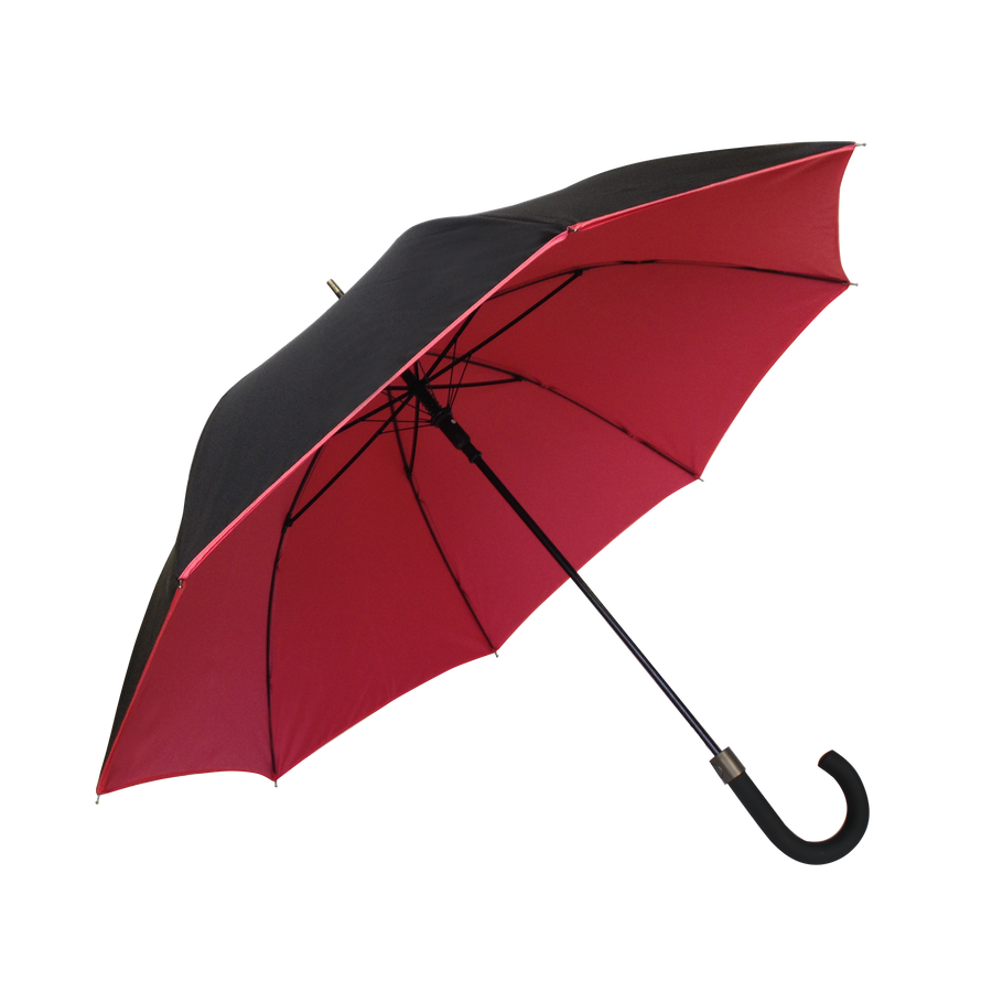 Parapluie droit mixte automatique noir et rouge