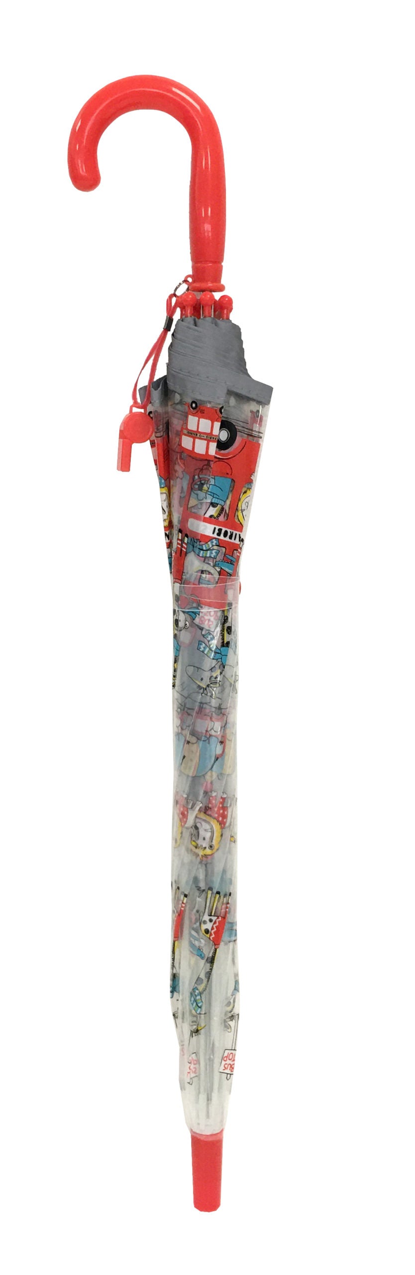 Parapluie droit enfant transparent animaux bordure fluorescente