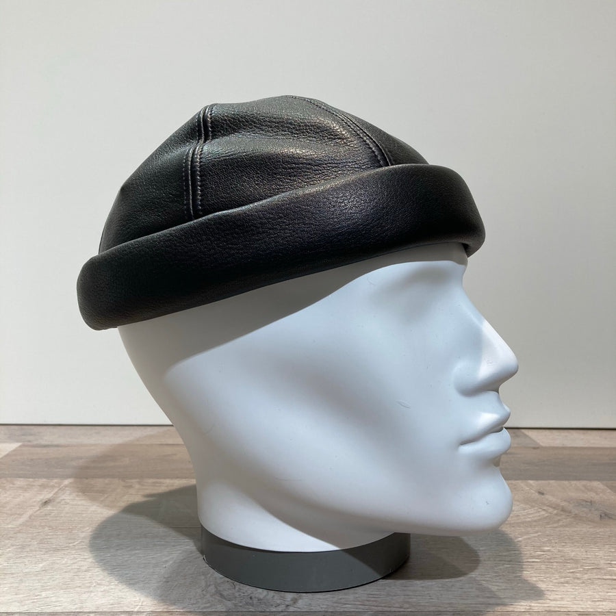 Bonnet Docker cuir noir