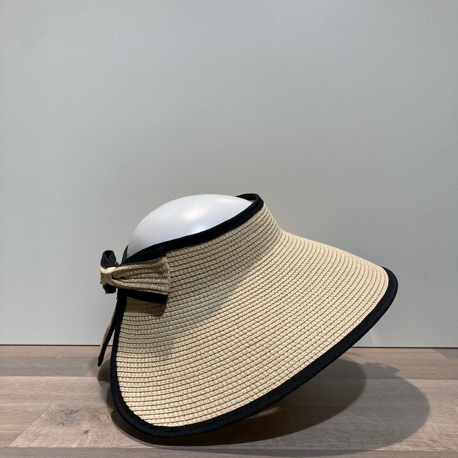 Visière beige-noir bord large ajustable