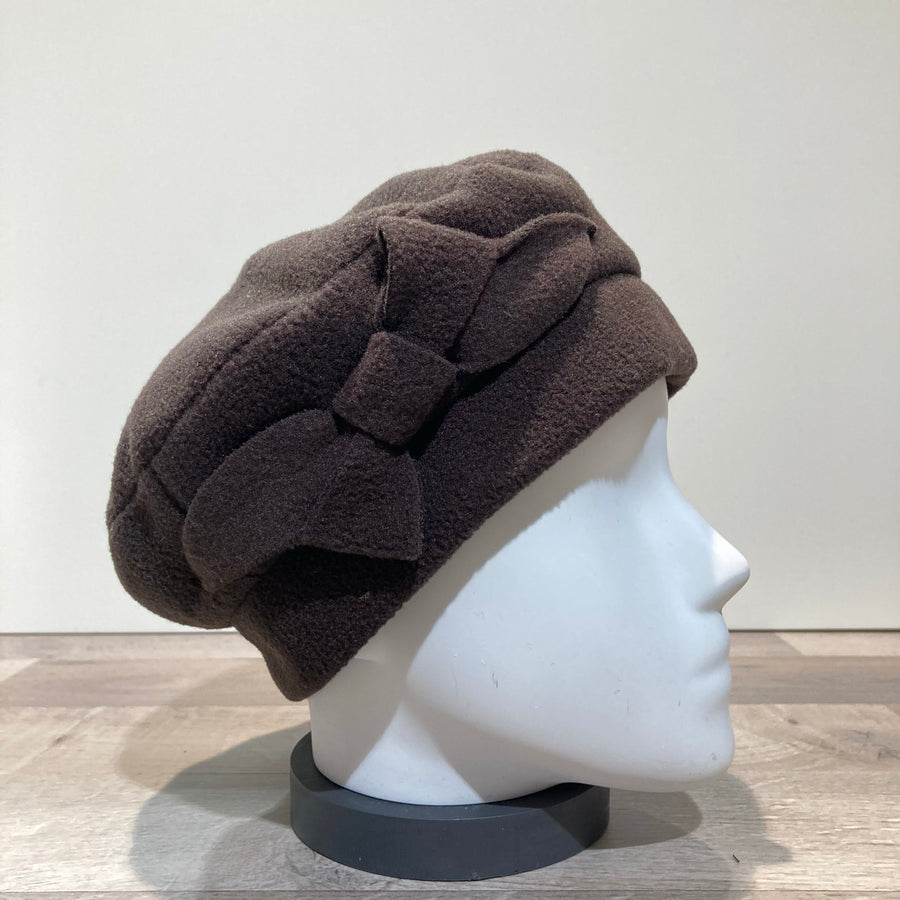 Béret polaire marron foncé doublé