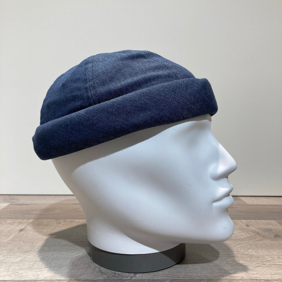 Bonnet Docker coton jean brut bleu