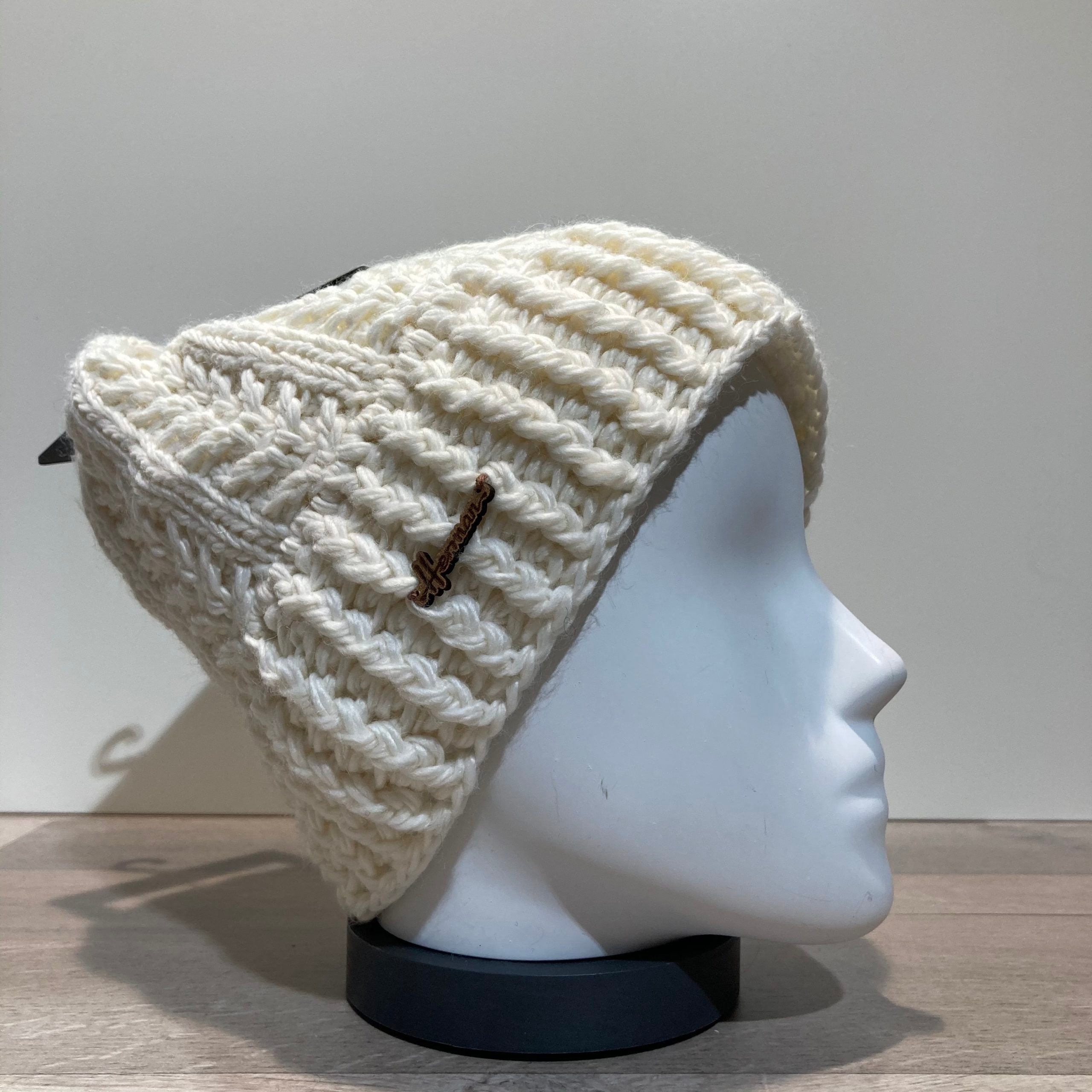 Bonnet tricot uni écru doublé Herman