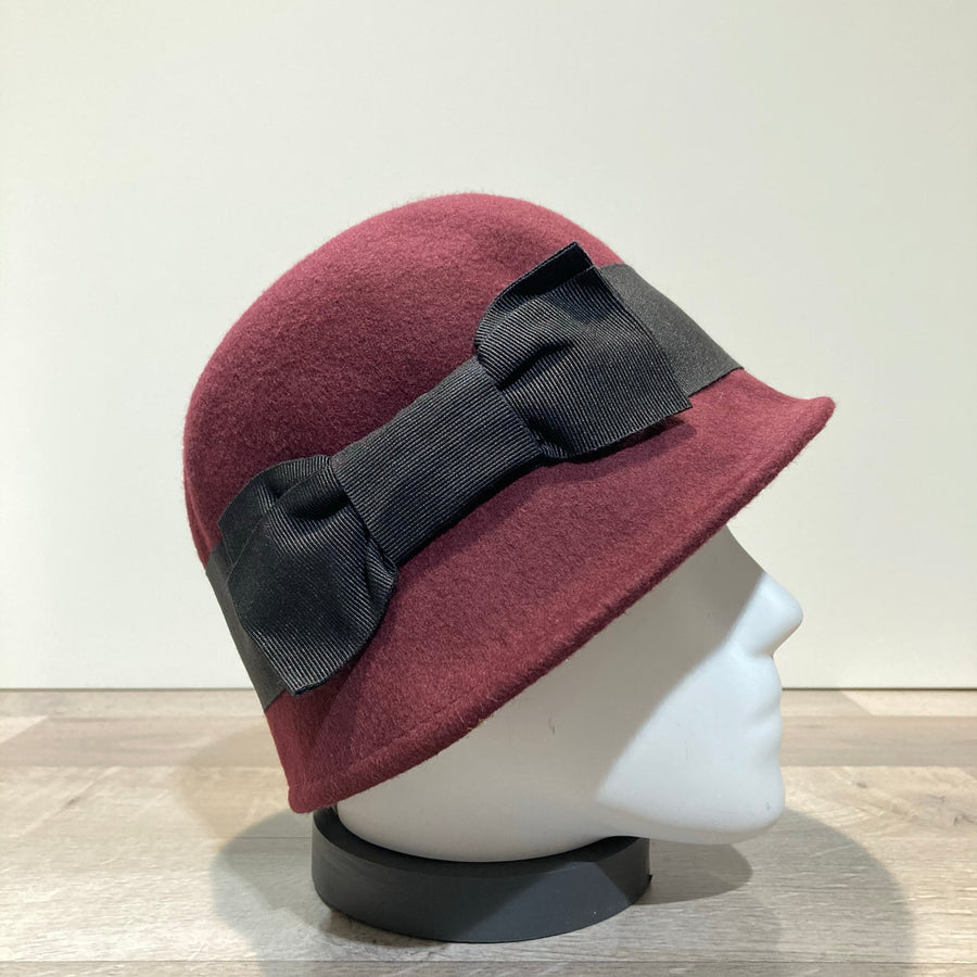 Cloche feutre laine bordeaux
