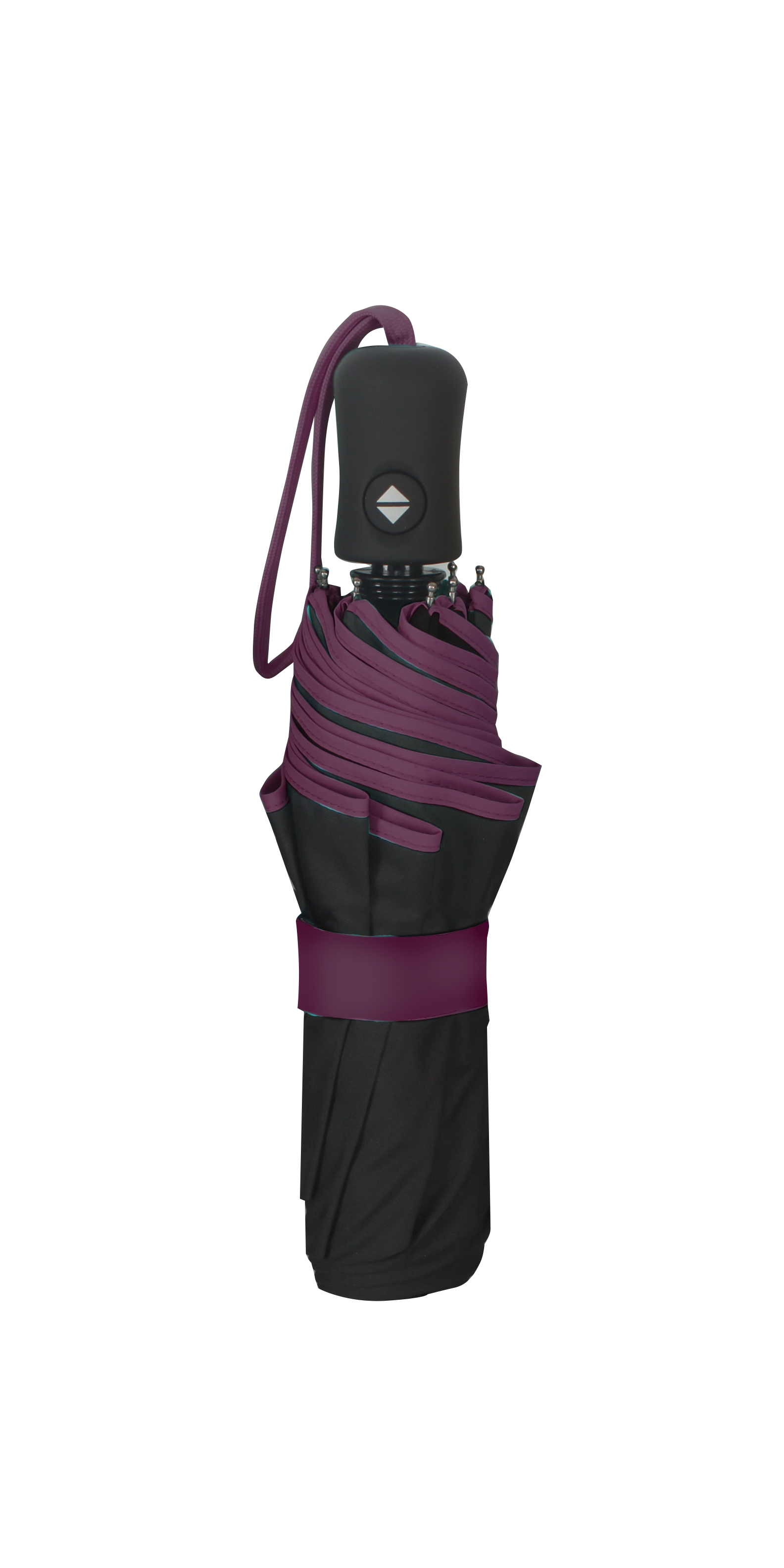 Parapluie pliant femme automatique noir petite bordure violet