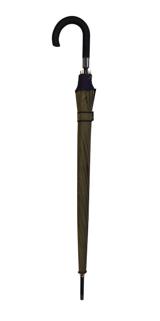 Parapluie droit mixte automatique dôme uni kaki  petite bordure violet