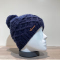 Bonnet tricot uni marine doublé avec pompon Herman