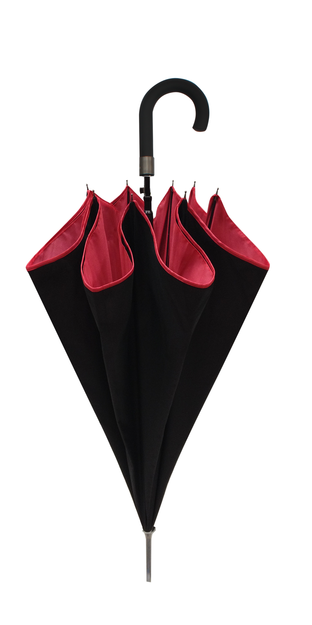 Parapluie droit mixte automatique noir et rouge
