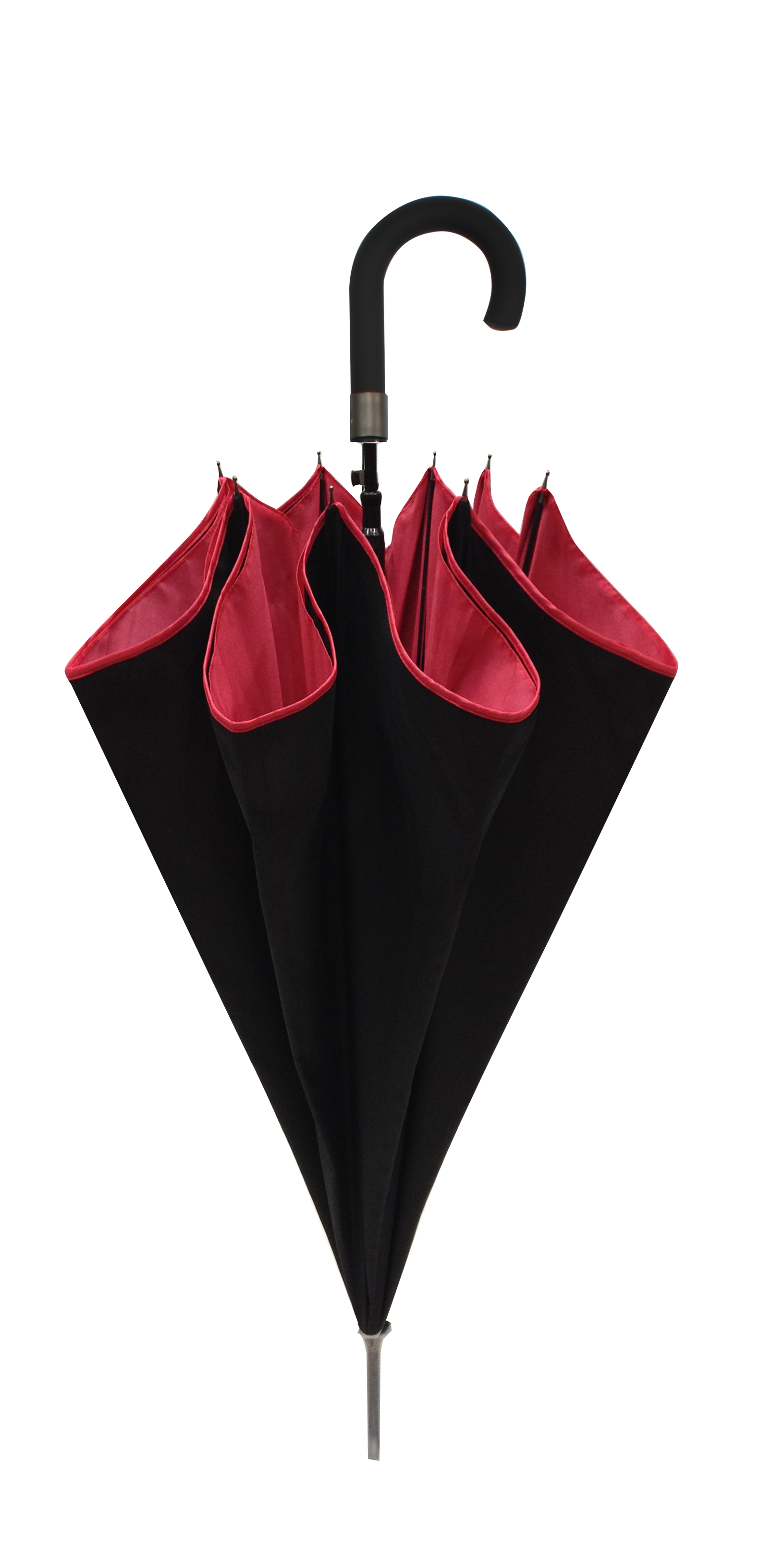 Parapluie droit mixte automatique noir et rouge