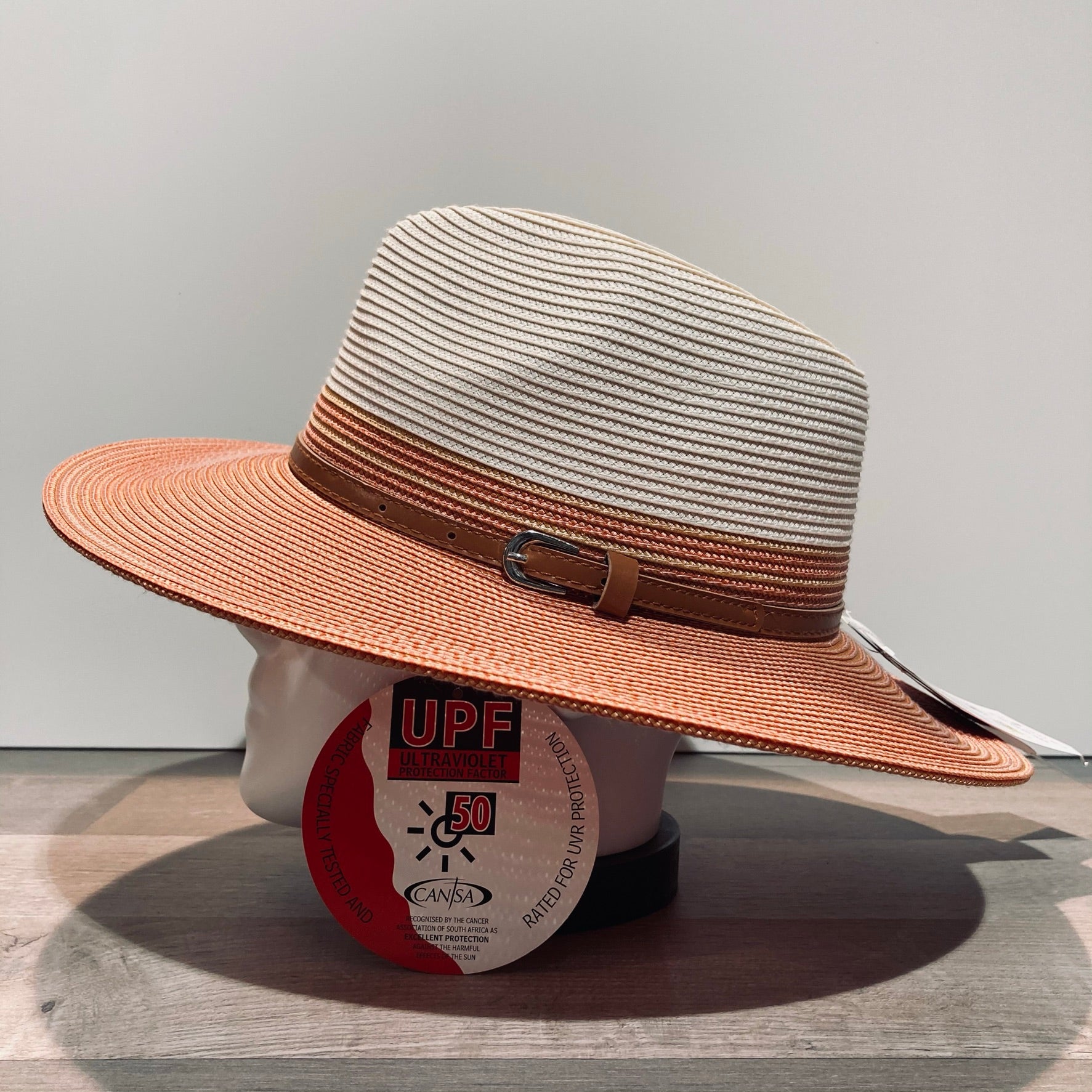 Chapeau Bella ivoire-tan anti UV ajustable malléable