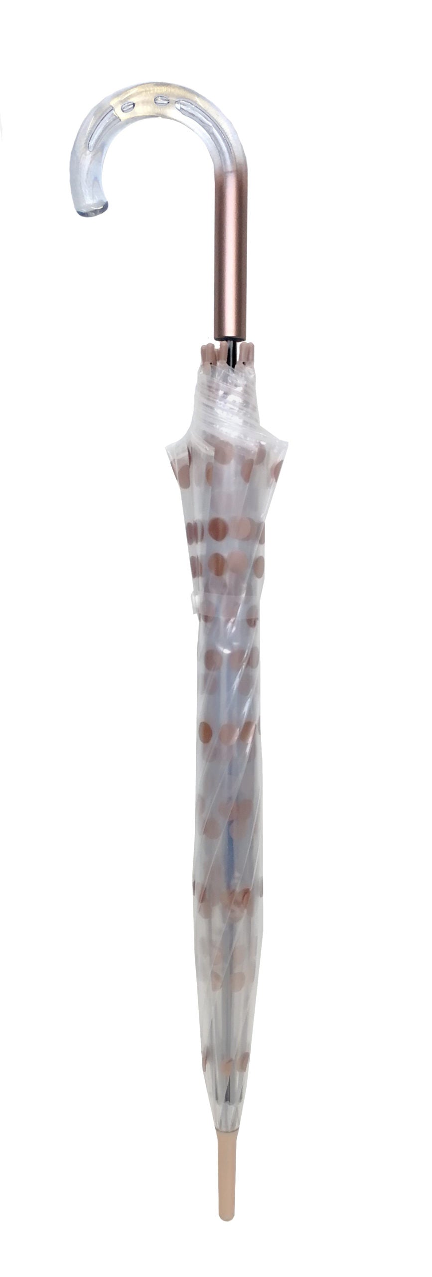 Parapluie cloche pois cuivrés femme automatique transparent
