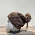 Bonnet tricot uni taupe doublé avec pompon Herman