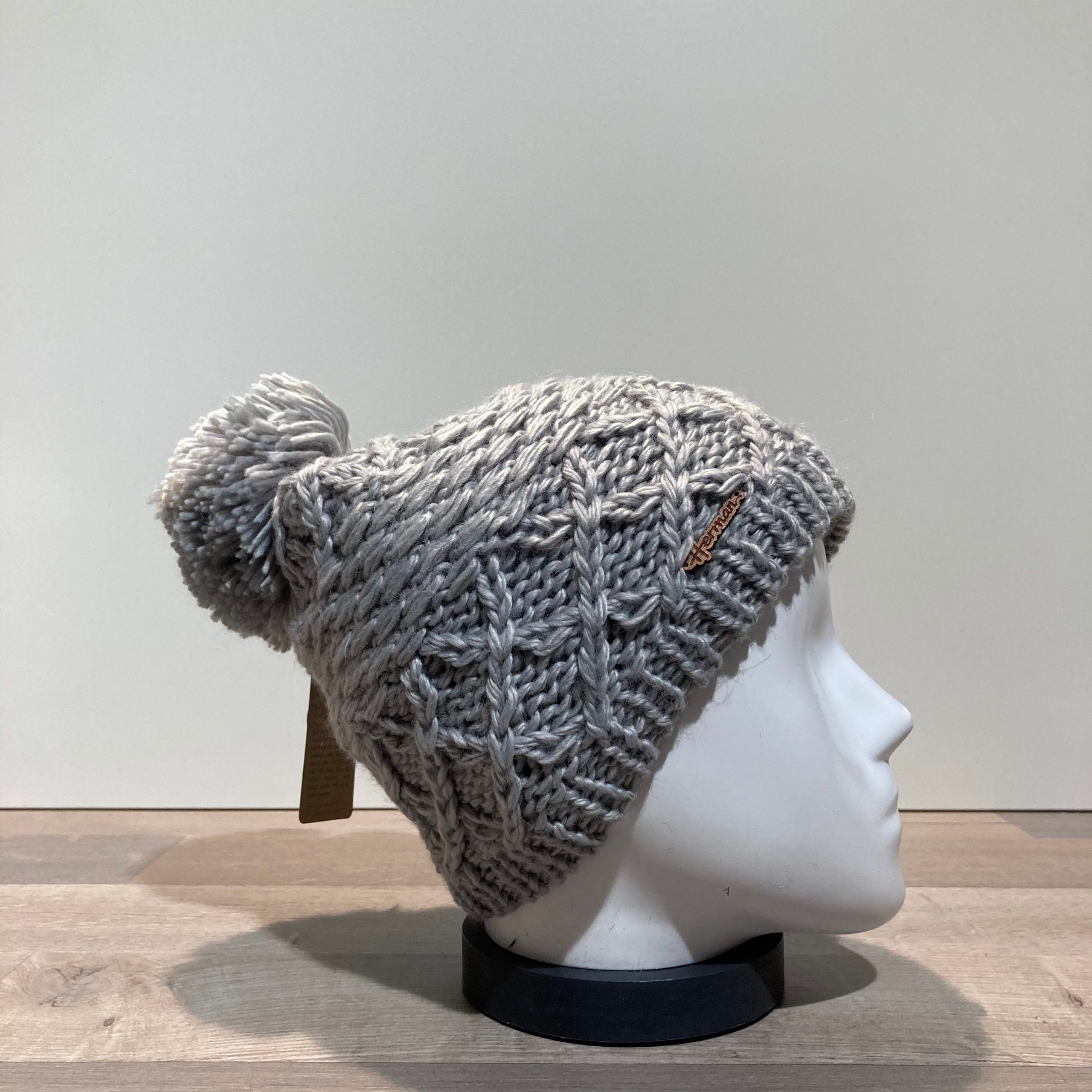 Bonnet tricot uni perle doublé avec pompon Herman