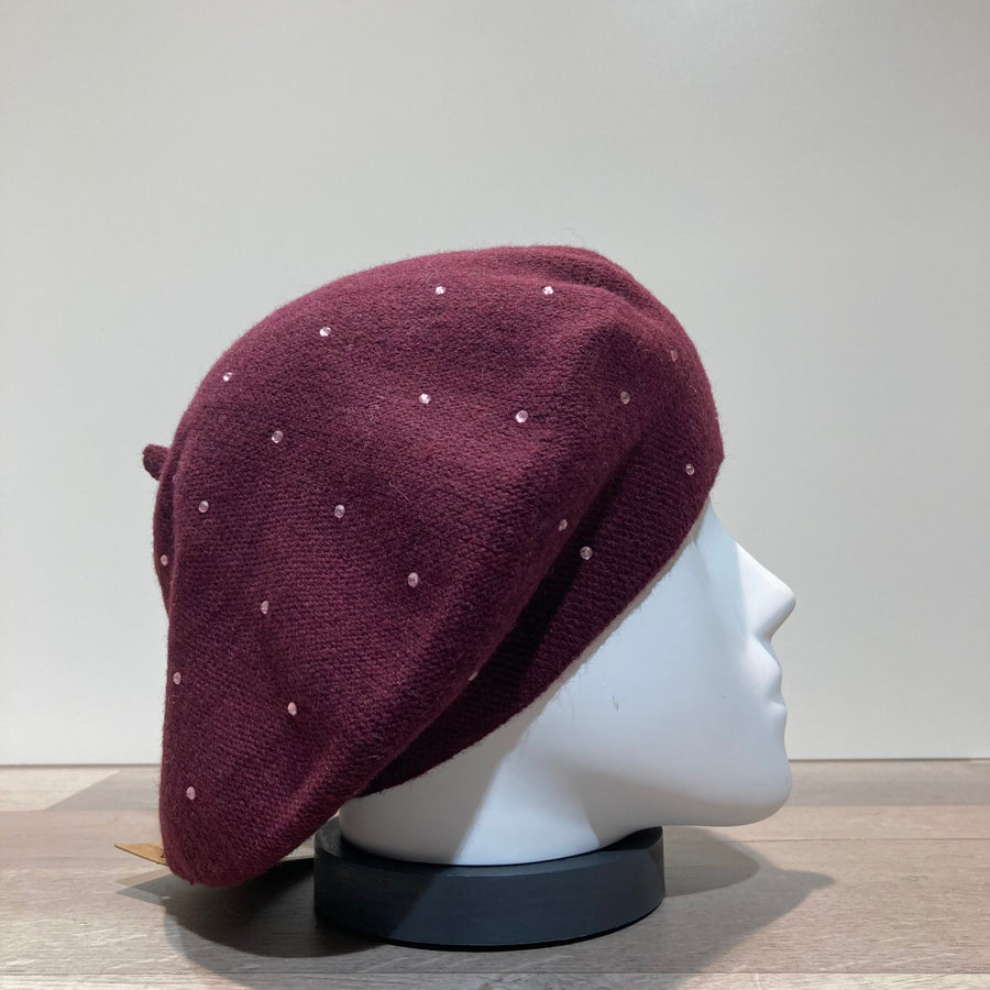 Béret bordeaux avec strass
