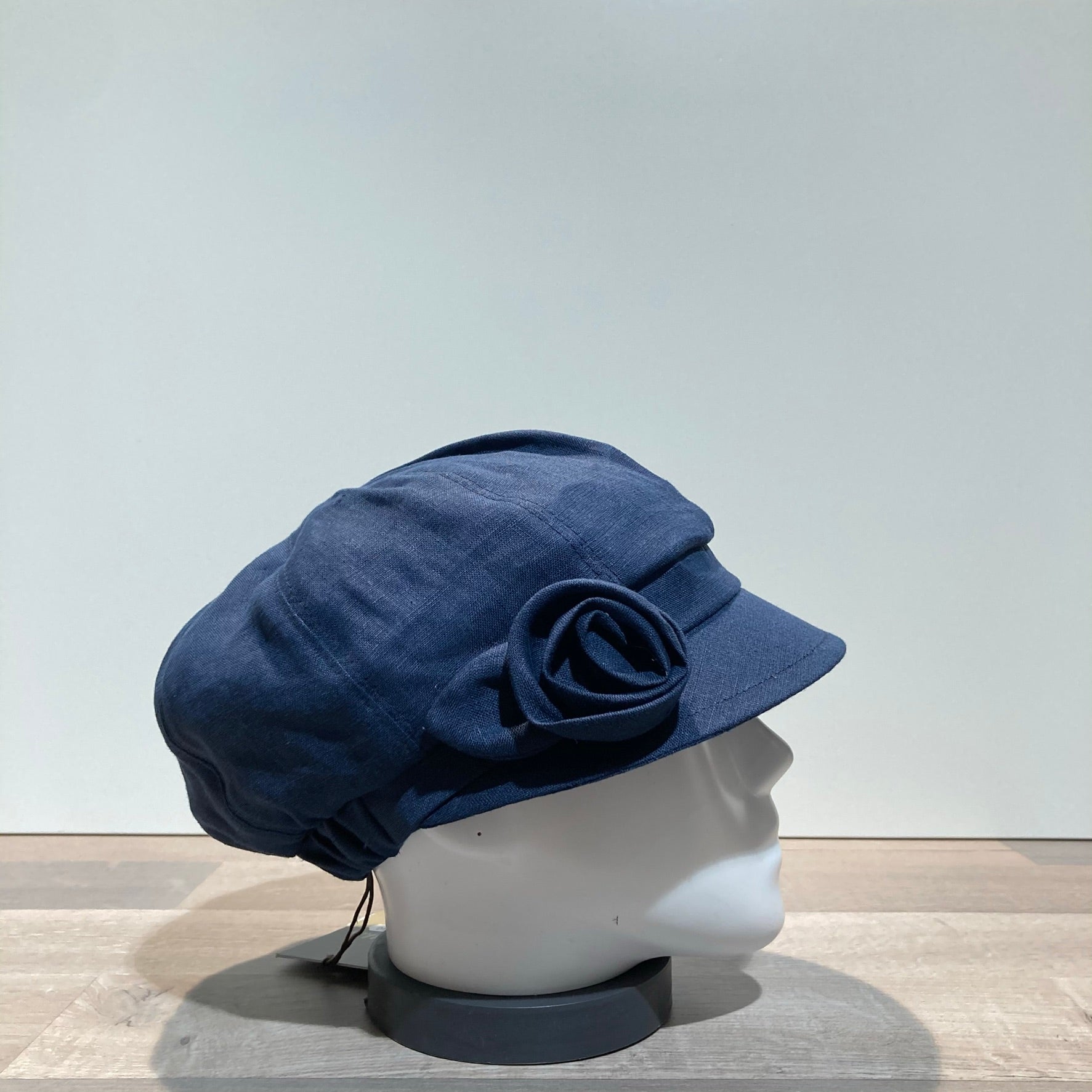 Casquette gavroche lin marine élastiquée