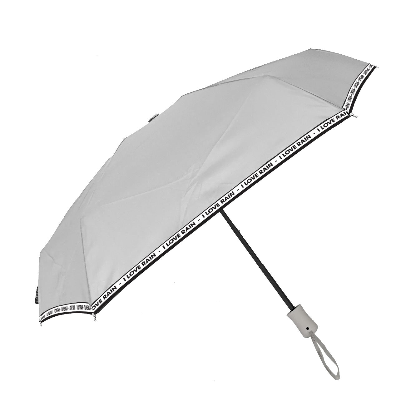 Parapluie pliant I love rain gris femme automatique