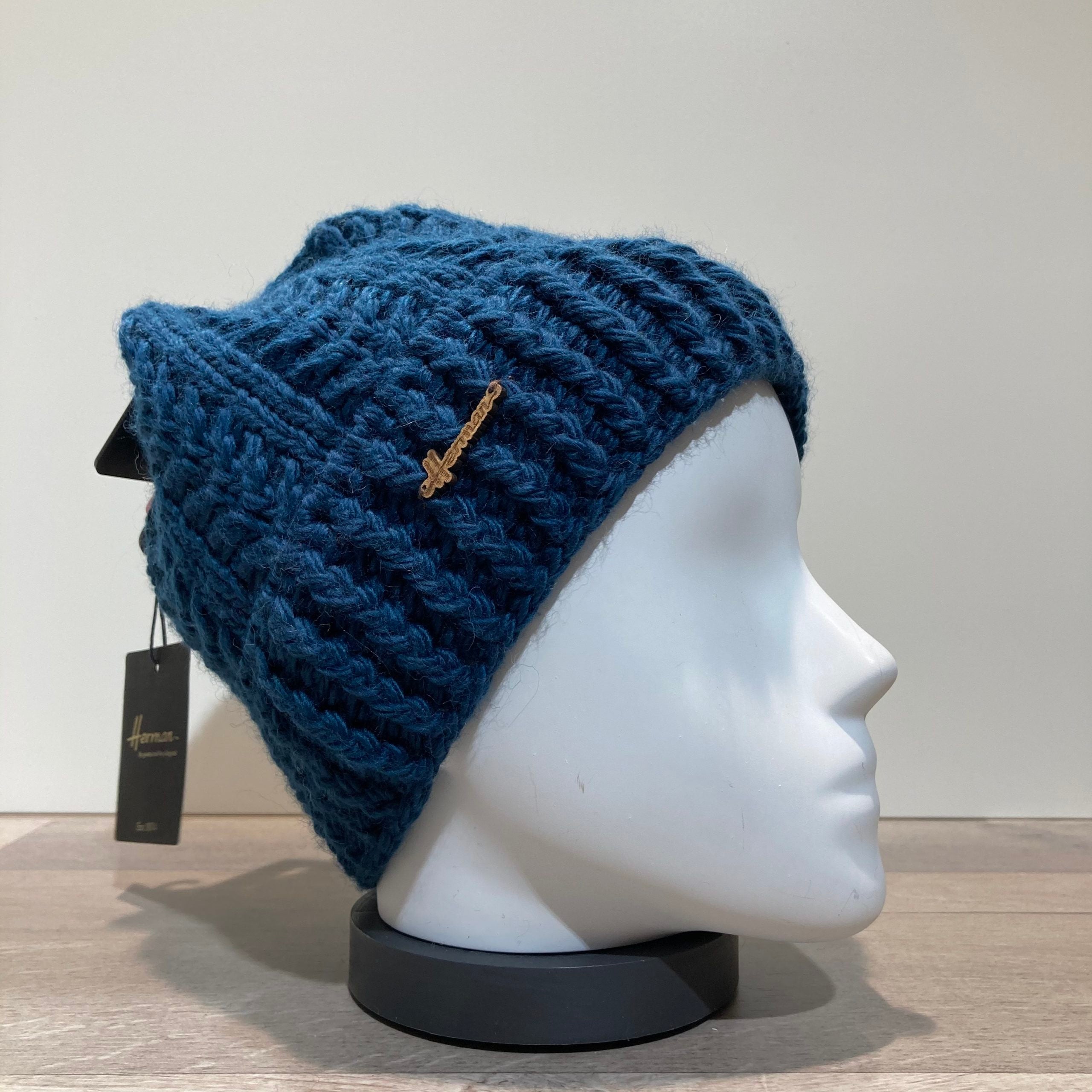 Bonnet tricot uni pétrole doublé Herman