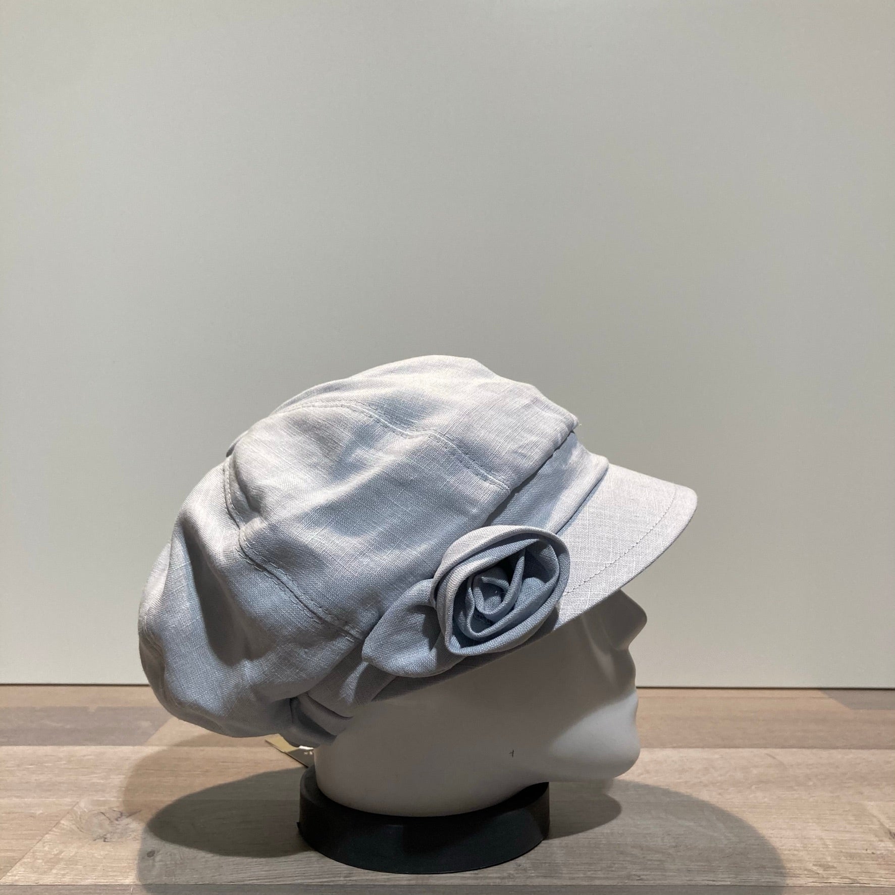 Casquette gavroche lin gris clair élastiquée