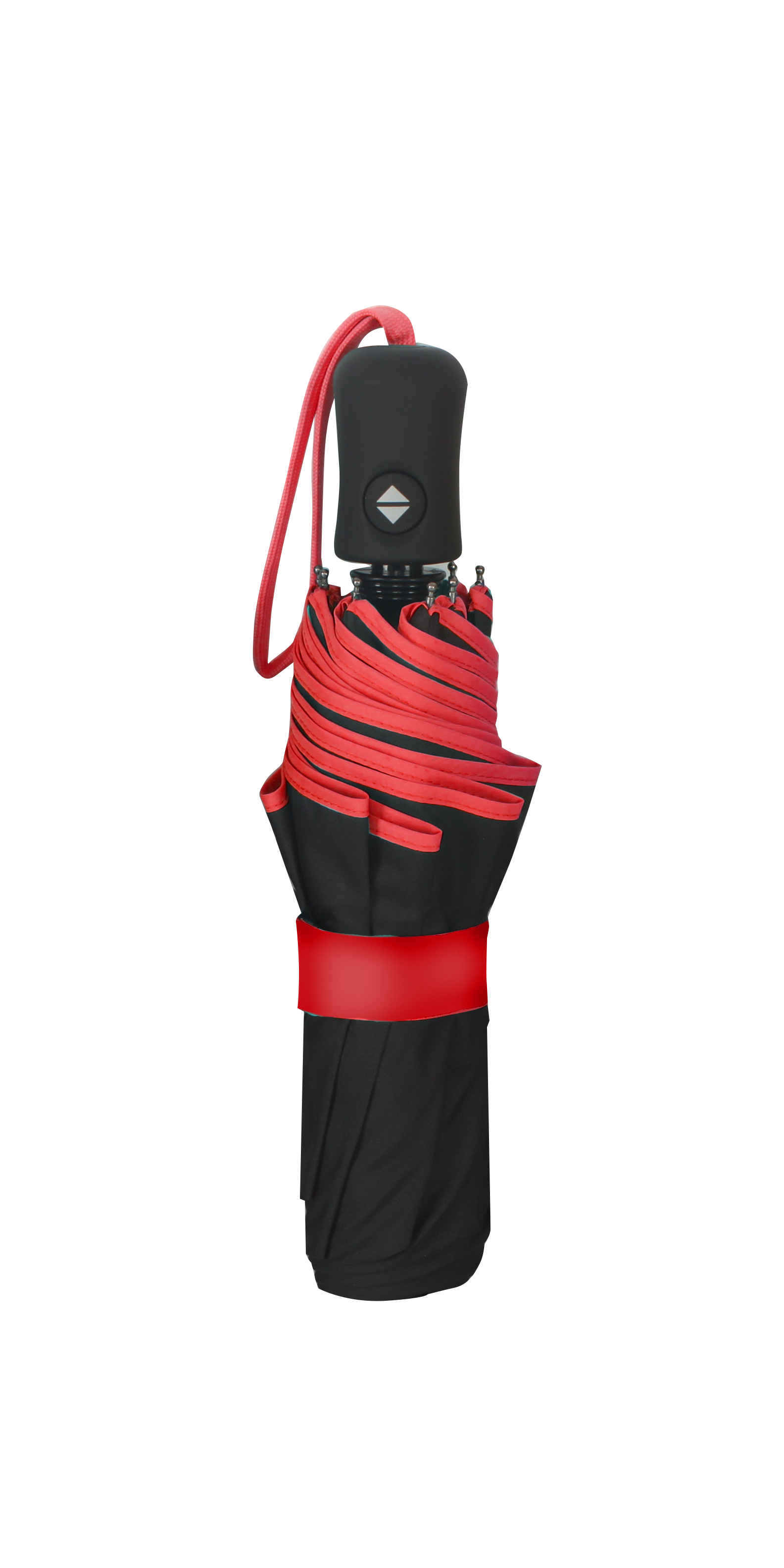 Parapluie pliant femme automatique noir petite bordure rouge