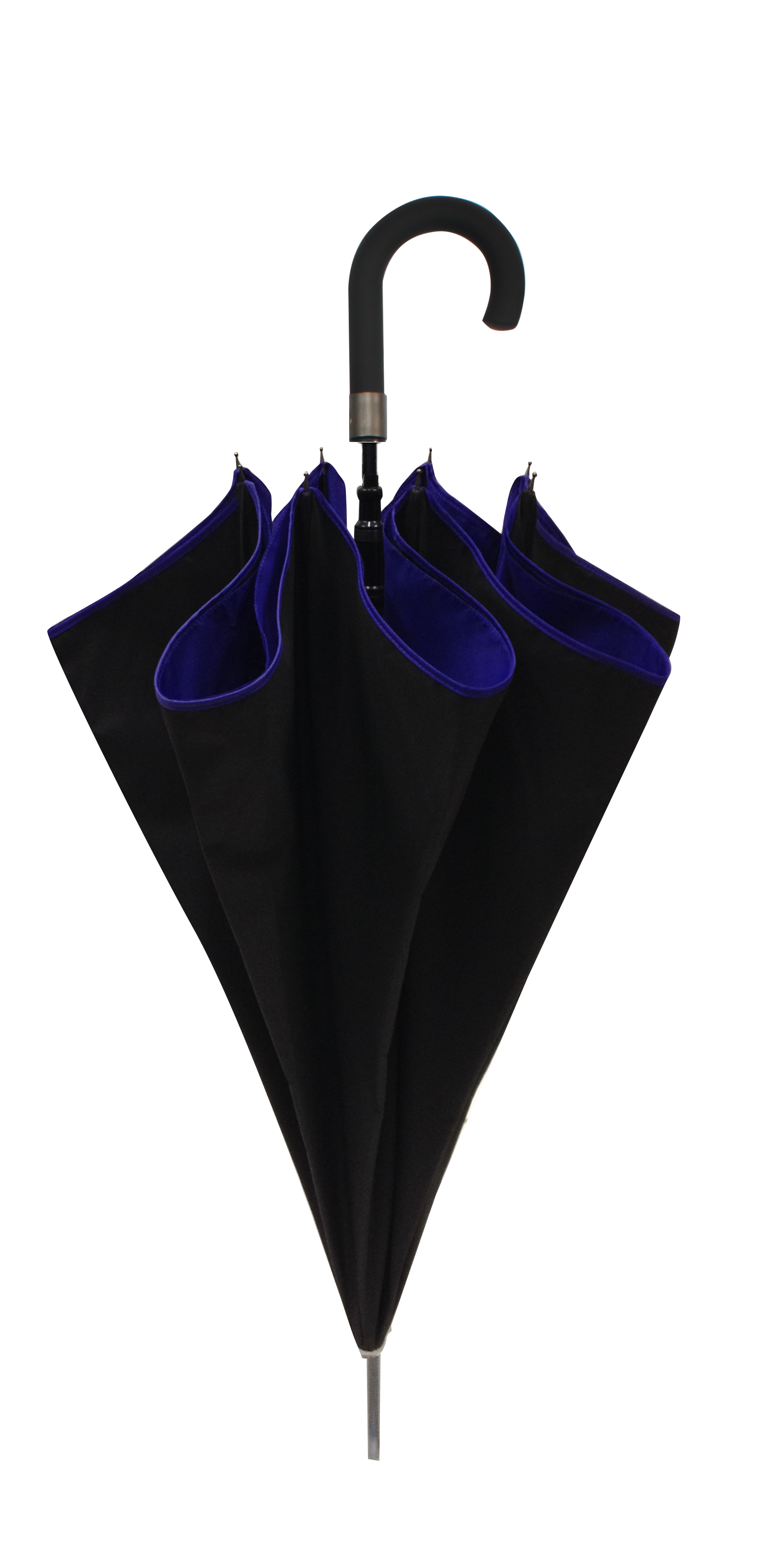 Parapluie droit mixte automatique noir et bleu