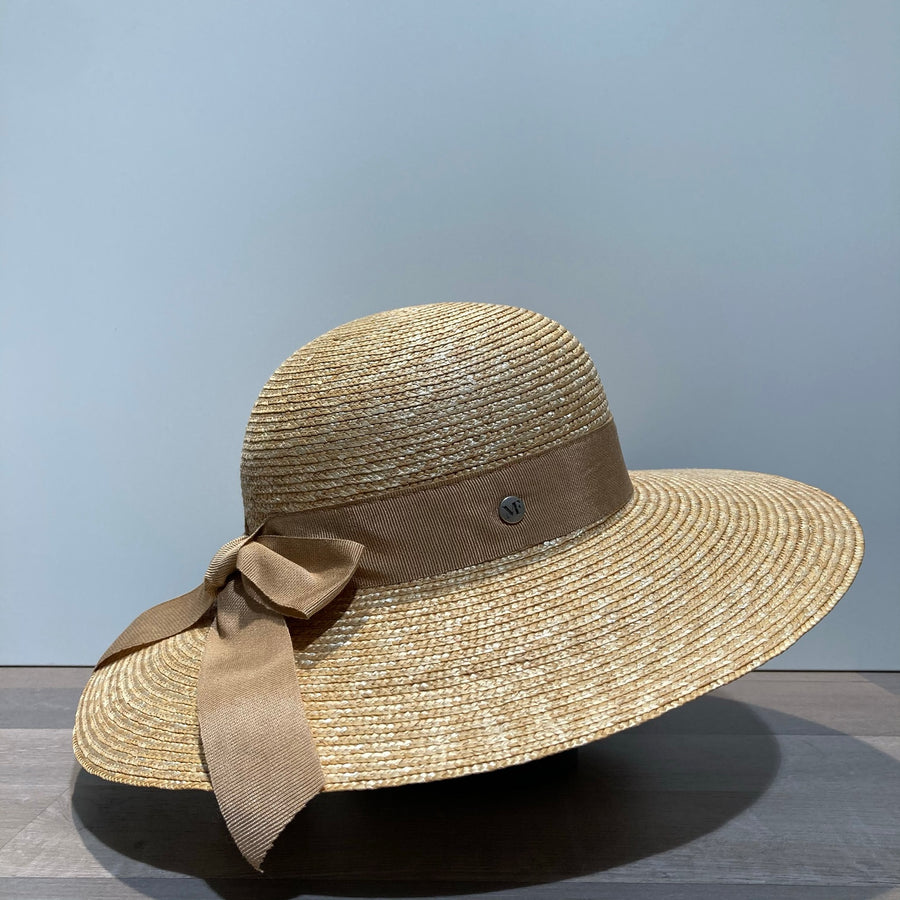 Capeline paille cousue avec ruban beige