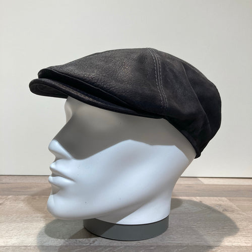 Casquette cuir véritable noir doublée