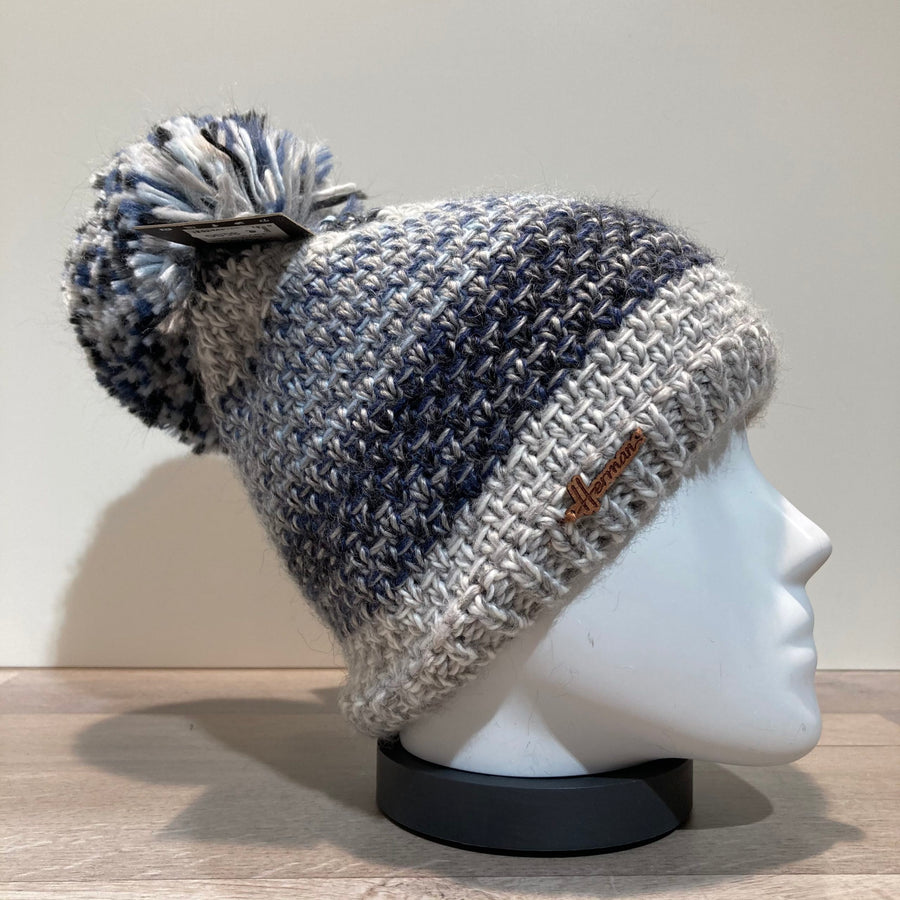 Bonnet multicolore bleu doublé avec pompon Herman
