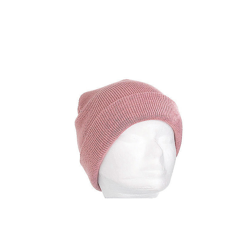 Bonnet enfant vieux rose large revers