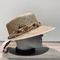 Casquette visière paille naturelle avec perles