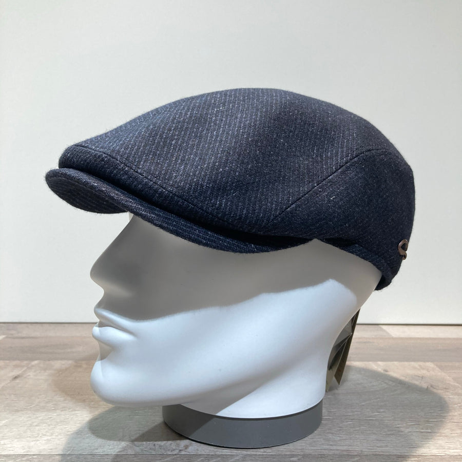 Casquette laine bleu Gore-Tex avec cache-oreilles rabattables doublée coton Göttmann