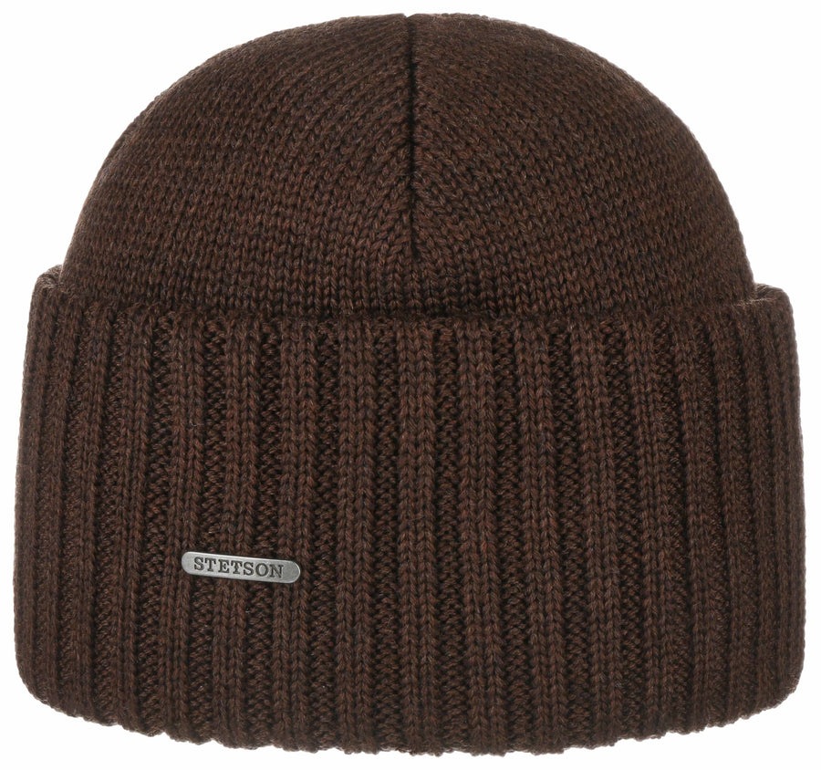 Bonnet en tricot Northport Merino Wool Stetson marron