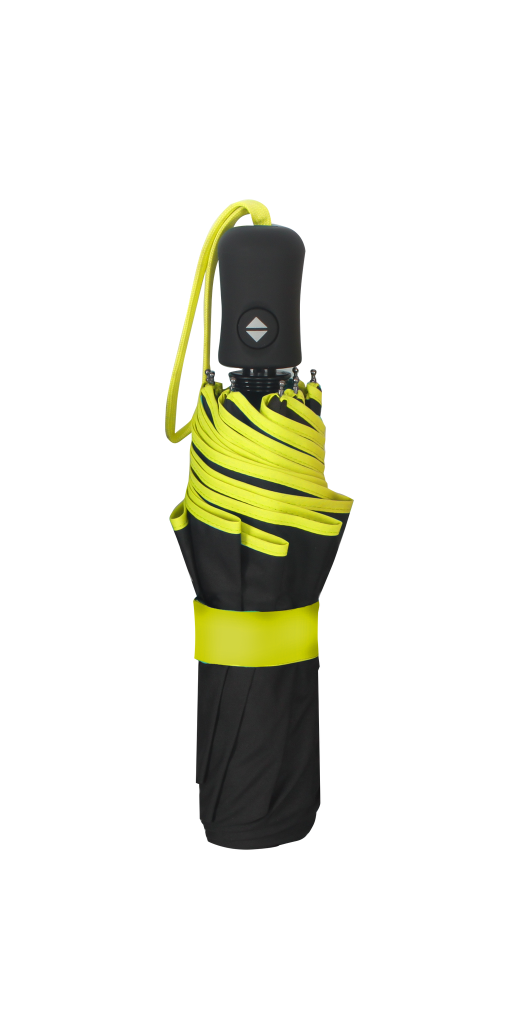 Parapluie pliant femme automatique noir petite bordure jaune