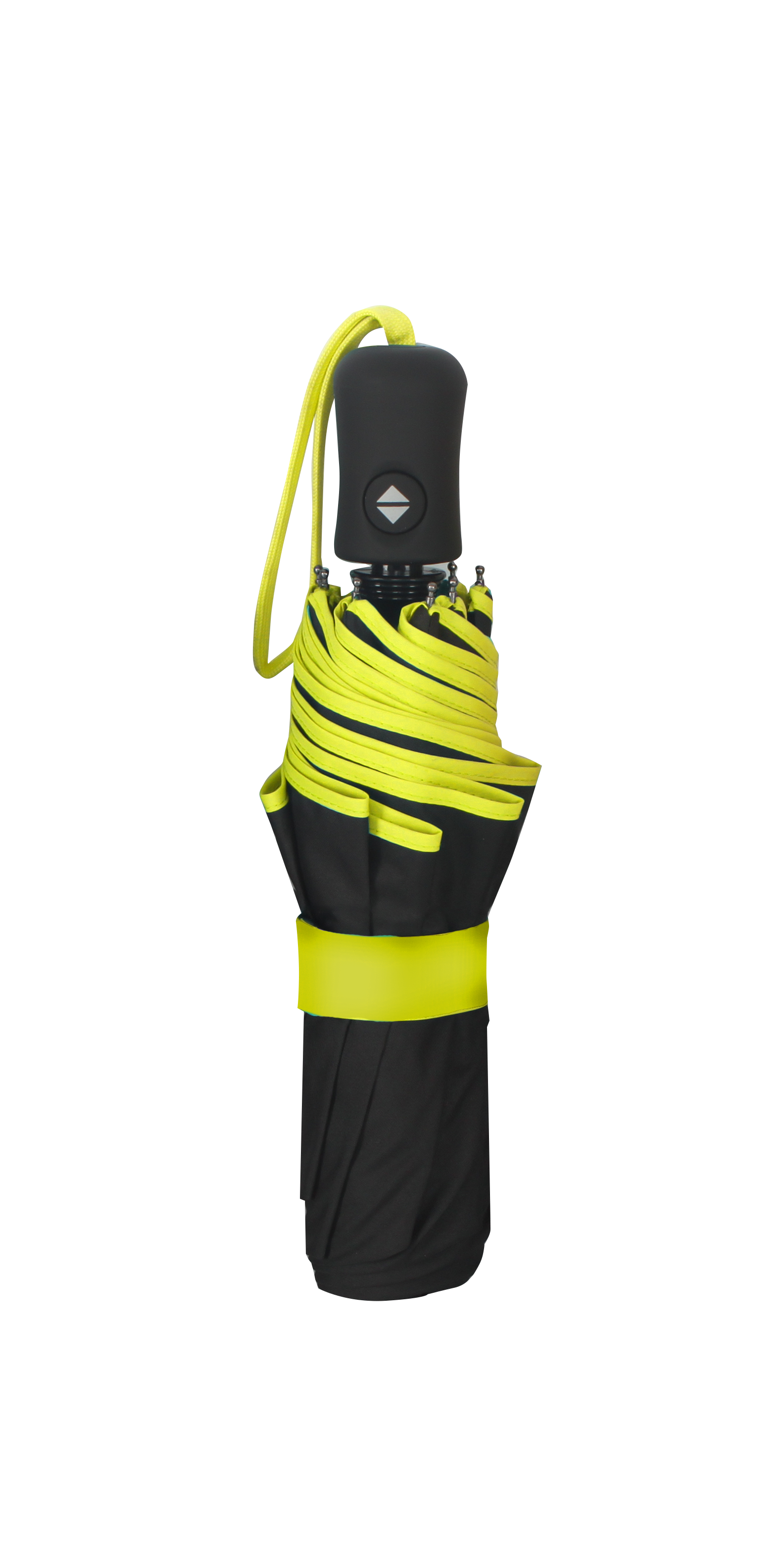 Parapluie pliant femme automatique noir petite bordure jaune